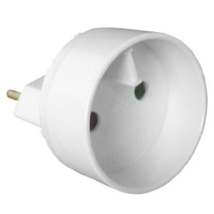 Adaptateur/Transformateur électrique avec terre - prise mâle 6A vers prise femelle 16A - Blanc - Zenitech