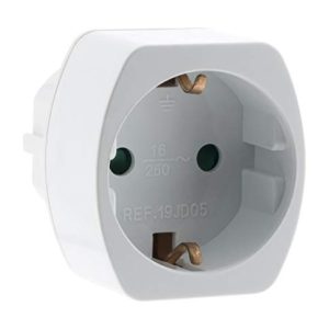 Zenitech - Adaptateur Prise de Voyage Schuko Allemagne vers France - Prise Mâle FR vers Femelle DE - 230V, 16A, 3680W - Compact et Résistant - Connexion Stable - Conforme à la Norme CE - Blanc