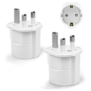 2 Pièces Adaptateur Prise Anglaise, Adaptateur de Voyage France vers UK, Adaptateur de Prise pour Irlande, Angleterre, Ecosse, Dubaï, Malte, Adaptateur Type G (Blanc)