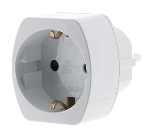 31UUGZLxDiL._SL500_ Zenitech - Adaptateur Prise de Voyage Schuko Allemagne vers France - Prise Mâle FR vers Femelle DE - 230V, 16A, 3680W - Compact et Résistant - Connexion Stable - Conforme à la Norme CE - Blanc - 3