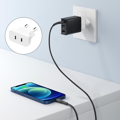 31VzXxPSjOL._SL500_ VIEVRE Lot de 2 adaptateurs de prise européenne, adaptateur US vers EU pour prises, adaptateur Japon Allemagne, blanc - 3