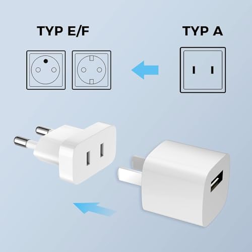 31csKUHVZRL._SL500_ VIEVRE Lot de 2 adaptateurs de prise européenne, adaptateur US vers EU pour prises, adaptateur Japon Allemagne, blanc - 2