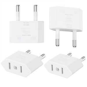 Clomnpe 4 Pièces Adaptateur Prise USA vers France, Adaptateur Prise US vers EU (2 Broches) Prise Type A vers Type E/F pour Voyage Les États-Unis/Canada/Chine/Japon vers la France/l'europe - Blanc