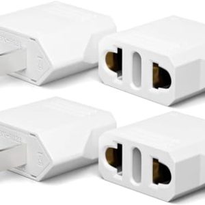 Oliveria 4 Pièces Adaptateur Prise USA de Voyage, France vers US Adapter, Adaptateur USA Prise Allemagne Prise Europe Amérique/Canada/Mexique/Italie/Suisse/Brésil-Blanc