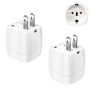 2 Pièces Adaptateur Prise USA, Adaptateur Voyage Accessoires, Adaptateur Prise Japon, EU vers Prise de Type A, Adaptateur de Voyage pour USA, Japon, Chine, Thaïlande, Canada