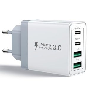 Aioneus Chargeur USB C, 40W 4 Port Prise USBC Chargeur Rapide iPhone, Multi Secteur PD+QC 3.1A Type C Adaptateur pour iPhone 17 16 15 14 13 12 11 Pro Max X XS XR 8 7 Plus Mini SE, iPad,Samsung Galaxy