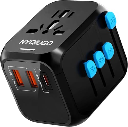 41J2ZuUbl1L._SL500_ Worldwide Universal Travel Adapter with PD20W, 2 USB, 1 USB C and 1 AC Plug, International Plug Adapter, for Germany, USA, England - 1