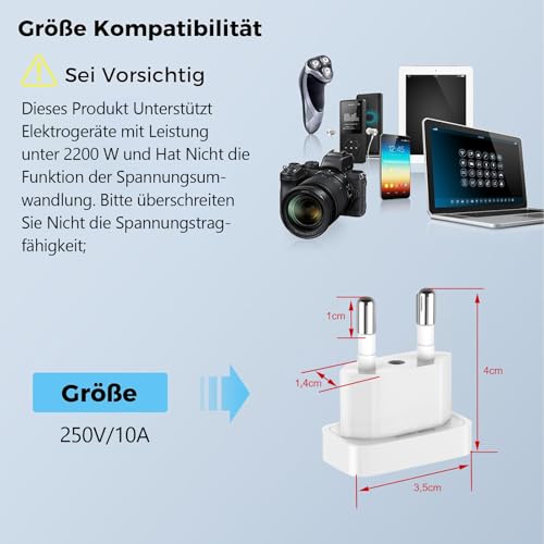 41V39XcbarL._SL500_ VIEVRE Lot de 2 adaptateurs de prise européenne, adaptateur US vers EU pour prises, adaptateur Japon Allemagne, blanc - 1